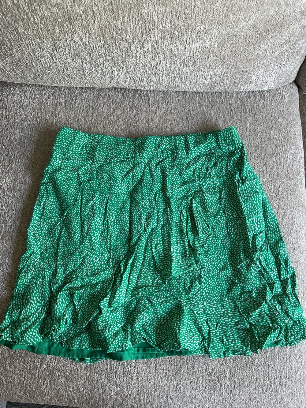 BB Dakota Green Printed Skater Skirt with White Dot Detail
